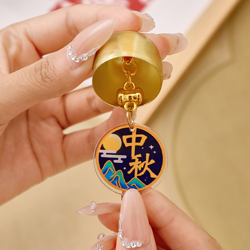 中秋节铃铛流苏挂件学生背包装饰挂饰礼物金属中秋玉兔风铃小挂件|undefined