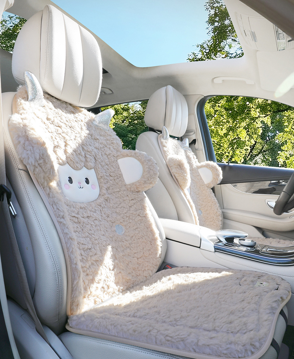 Winter Cartoon Lamb Lamb Velvet Car Seat Cushion Winter Warm Universal Model Factory Direct Sales Dropshipping