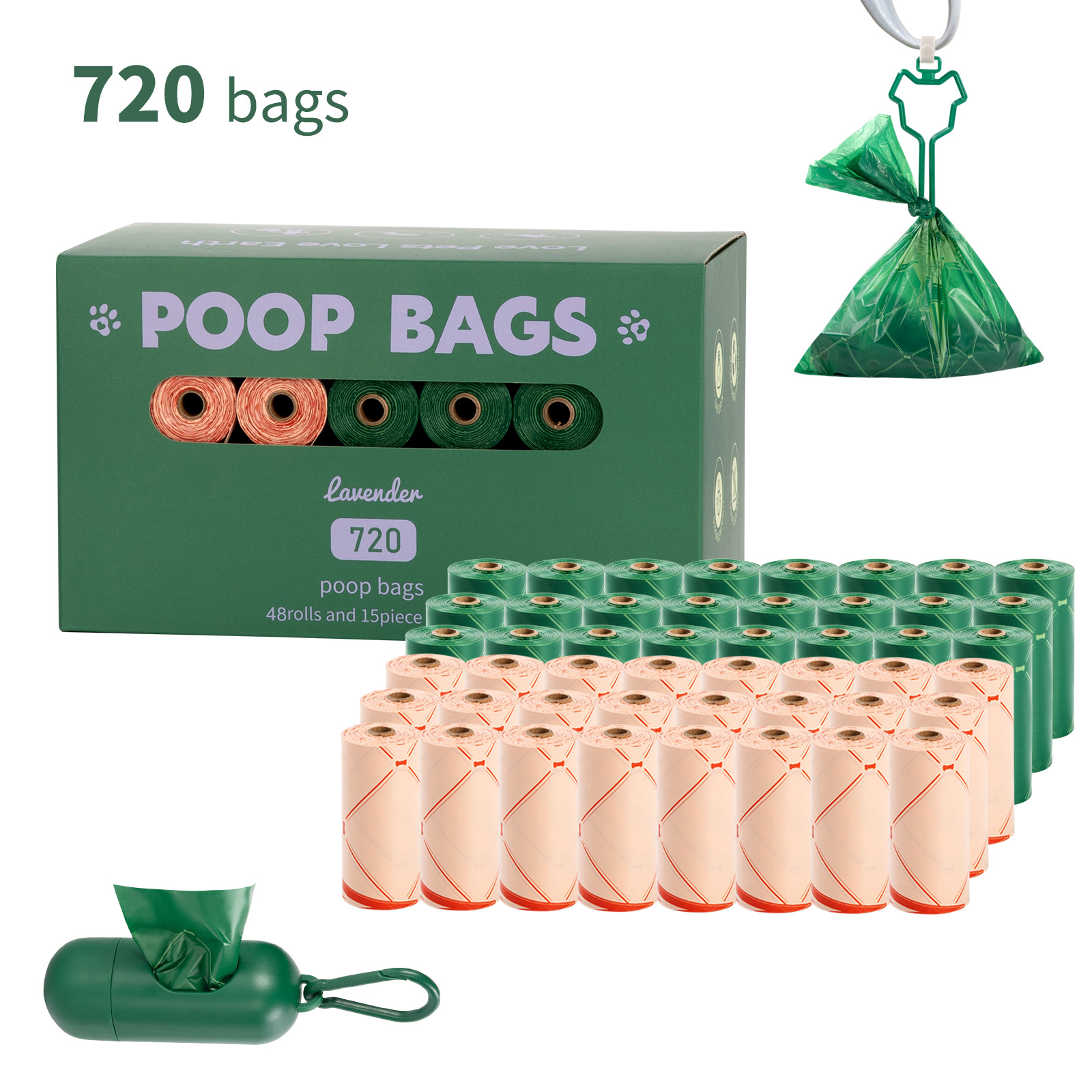 Nuevo medio ambiente biodegradable bolsa de basura de mascotas bolsa de basura distribuidor de bolsa de heces OPP caja de cabeza de fijación empaquetada bolsa de heces