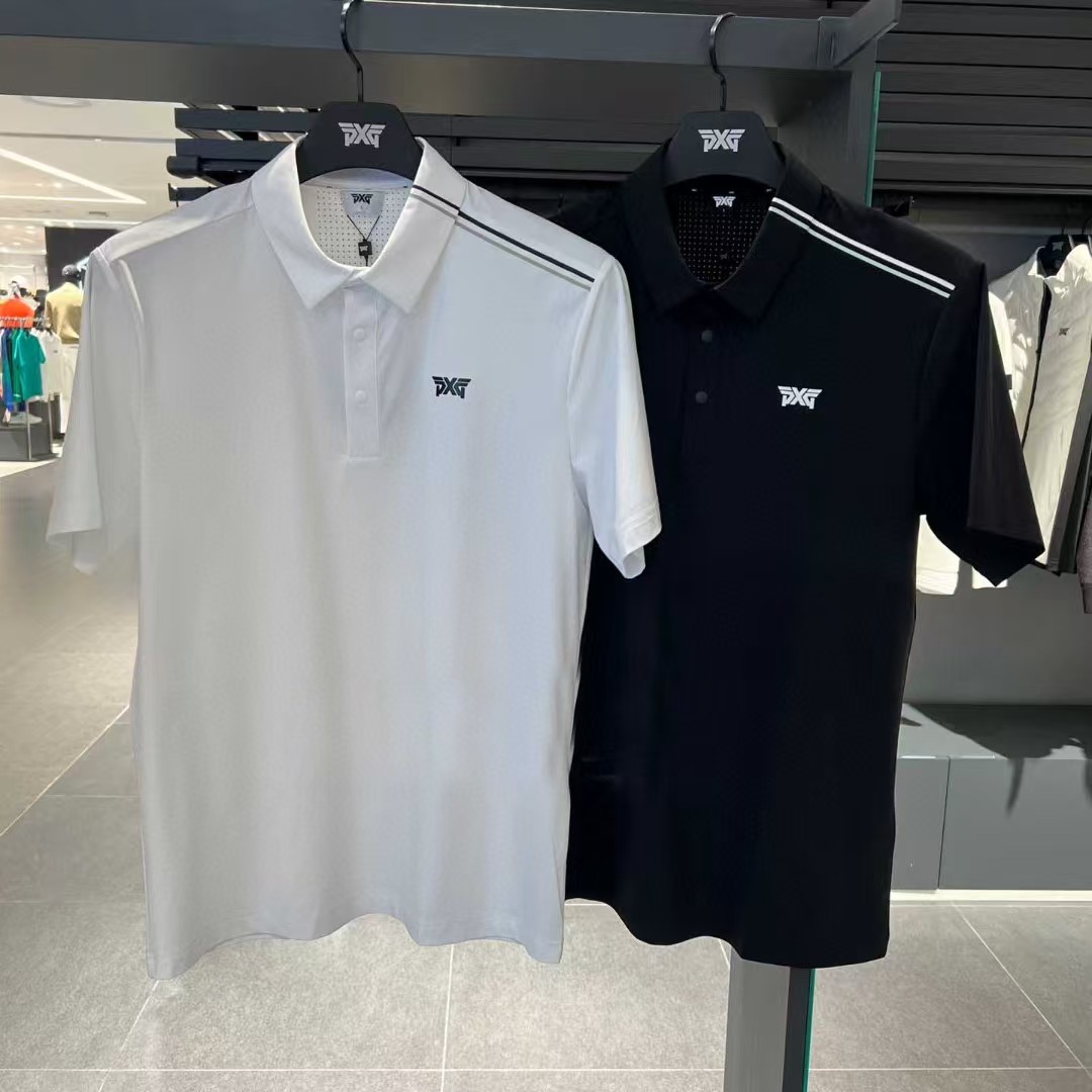 25 Spring and Summer New Men's Golf Clothing Lapel Short Sleeve T-Shirt Cold Feeling Breathable Top