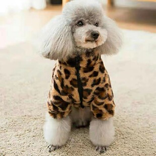 Pet Teddy Bichon Pomeranian Small Size Dogs Autumn and Winter Trendy Brand Leopard Print Fur Outwear Fleece-Lined Warm Clothes for Small and Medium-Sized Dogs