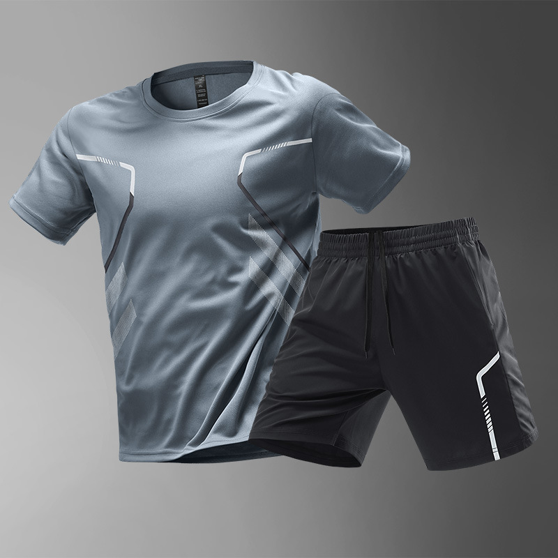 Traje de ropa deportiva de seda de hielo para hombres corriendo ropa de secado rápido camiseta pantalones cortos de manga corta ropa de entrenamiento de fútbol de fitness de verano