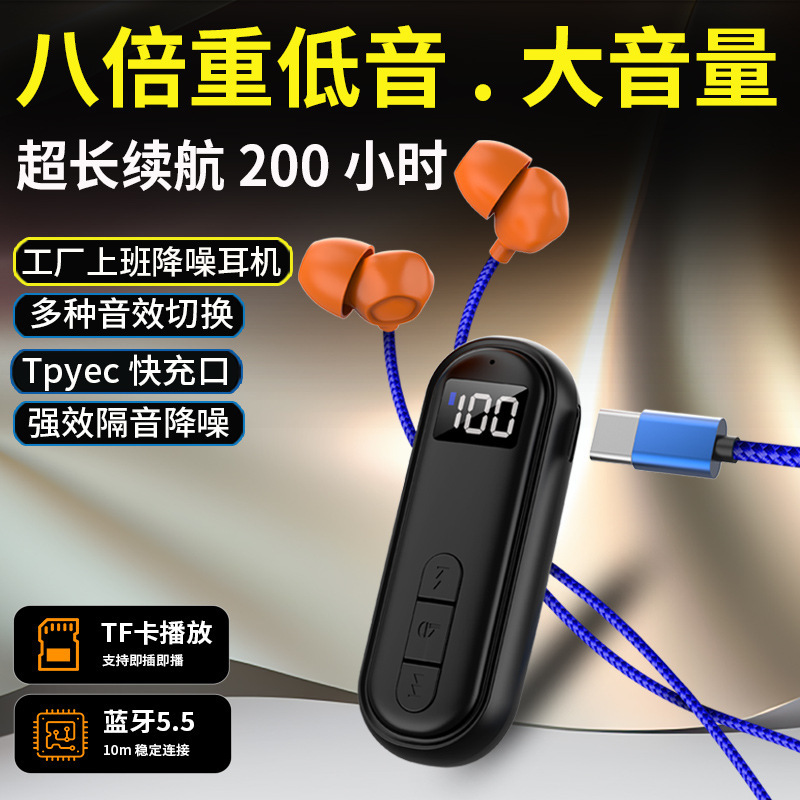 Wholesale New Imitation Factory Earbuds Bluetooth Headset Lavalier Type Super Long Battery Life Large Power Noise Reduction Card Flash Charging