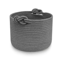 厂家批发跨境圆形棉绳花盆玩具带把手收纳篮储物篮收纳筐