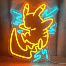 LED霓虹灯玉桂狗KT猫动漫创意潮玩游戏房装饰个性发光字小夜灯