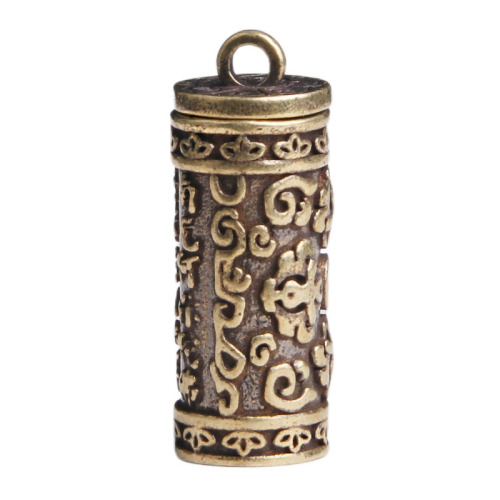 Antique brass Gau box keychain pendant Tibetan religious scripture pendant collectible small copper ware wholesale