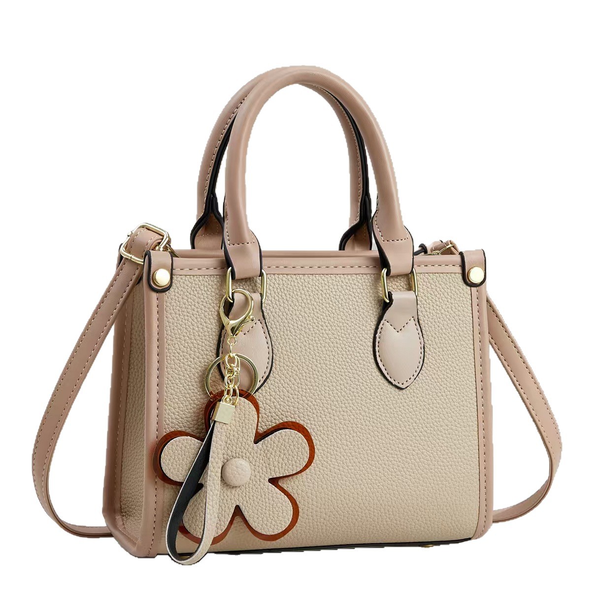 Temperamento exquisito bolso de mano mujer 2025 otoño moda versátil bolso de hombro flor decoración inclinada bolso de mano transfronterizo