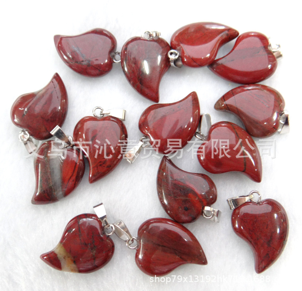 Venta caliente en forma de corazón colgante natural cristal Rosa ágata piedra torcida corazón colgante melocotón corazón collar accesorios Diy