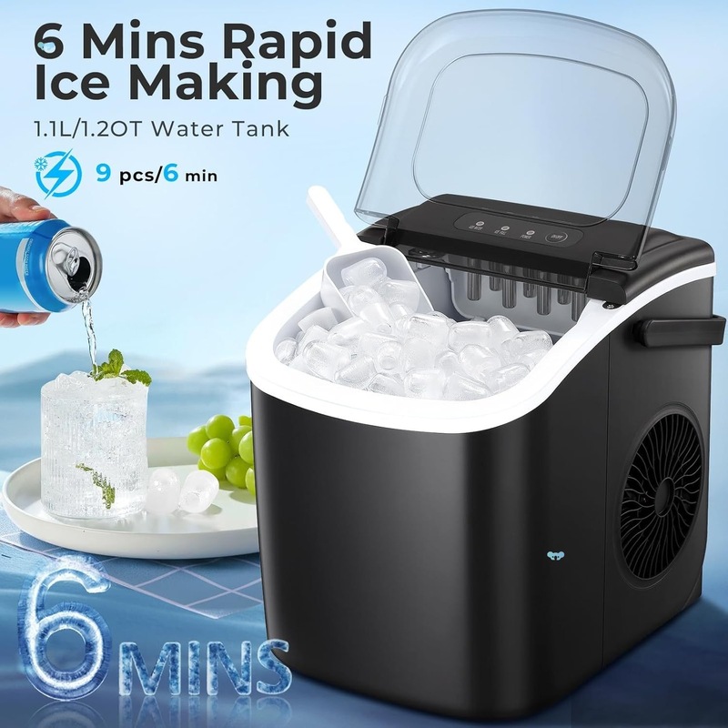 ポータブルカウンタートップ製氷機 キャリーハンドル付き 26ポンド/日 9|undefined