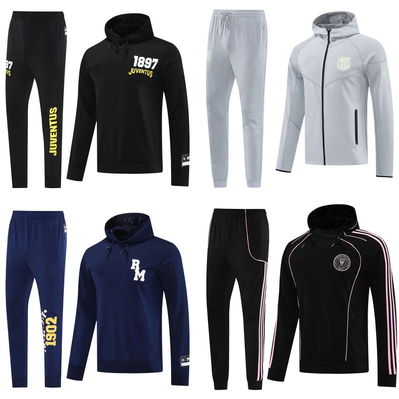 2526 Paris Barcelona Real Madrid Ac Marseille Long Hat Hoodie Training Suit Jacket Long-Sleeved Sweatshirt Football Suit