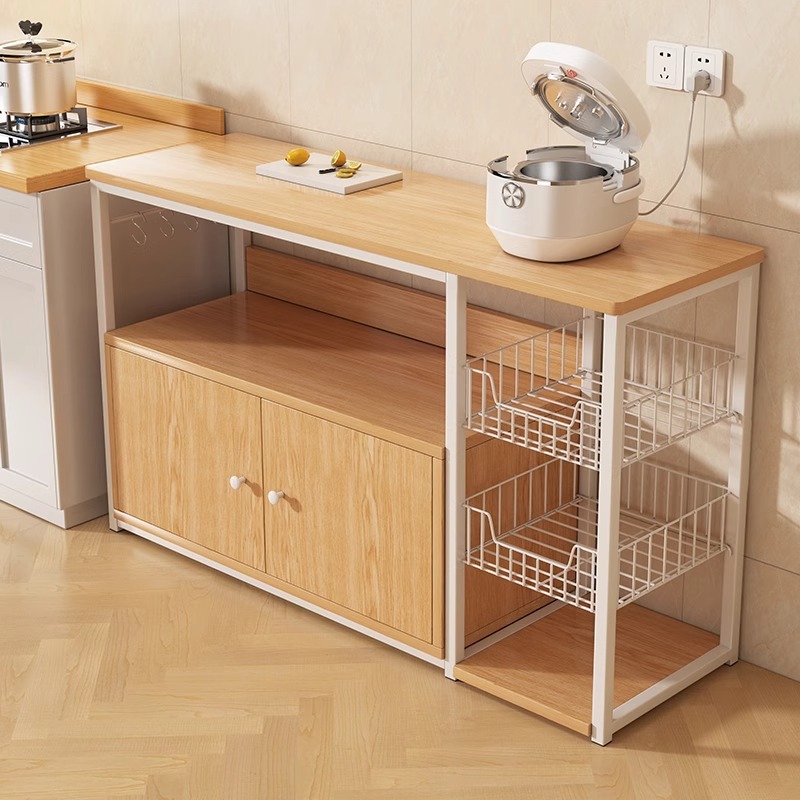 Estante de cocina, piso multifuncional, horno de microondas de varios pisos, utensilios de cocina, armario de almacenamiento contra la pared, armario de almacenamiento para el hogar