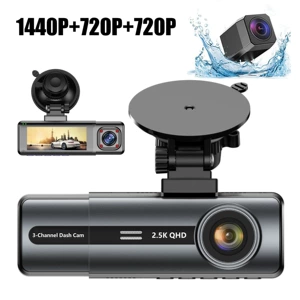 4K Ultra HD Triple-Camera Dash Cam with Wide-Angle Night Vision and Parking Monitoring, Complete Set of Accessories