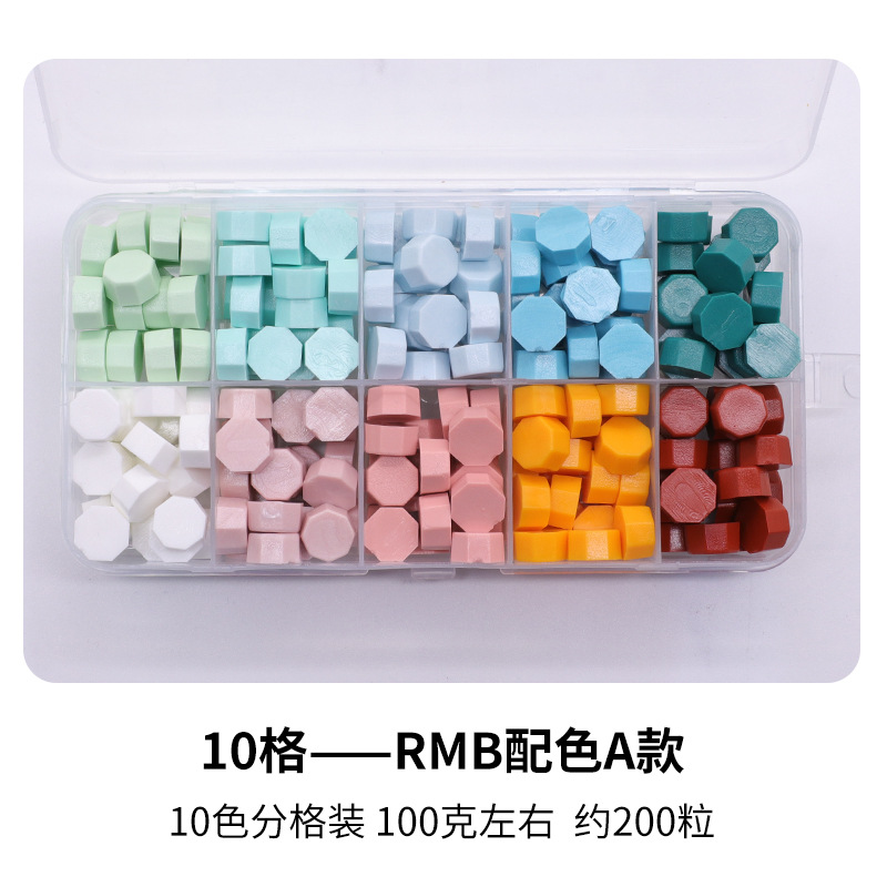 Fuego pintura cera grano traje de color mezclado 24 caja de cuadros de color ocho lados fuego pintura sellado cera fuego pintura sello cera grano fábrica al por mayor