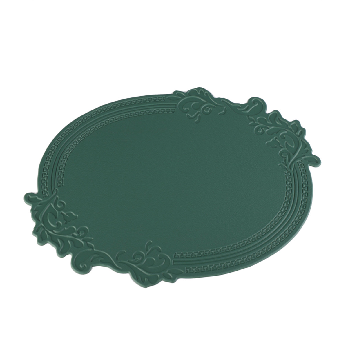 Oval en relieve de cuero placemat vintage corte en relieve PVC placemat antideslizante aislamiento occidental mantel estera impermeable estera