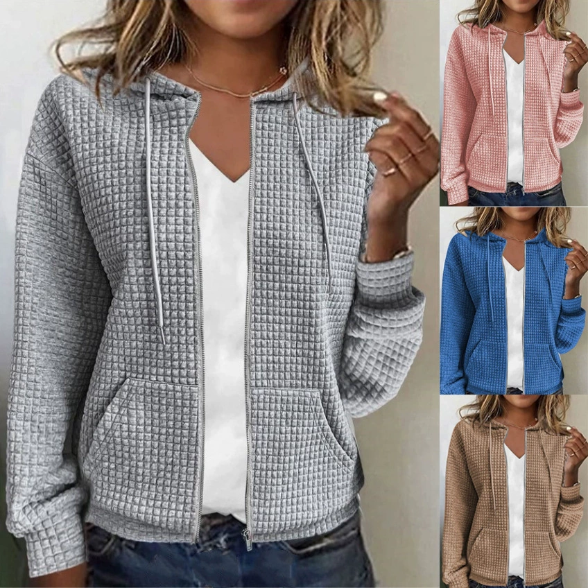 2024 европейские и американские трансграничные женские платья Amazon Independent Station AliExpress с капюшоном кардиган свитер с длинным рукавом