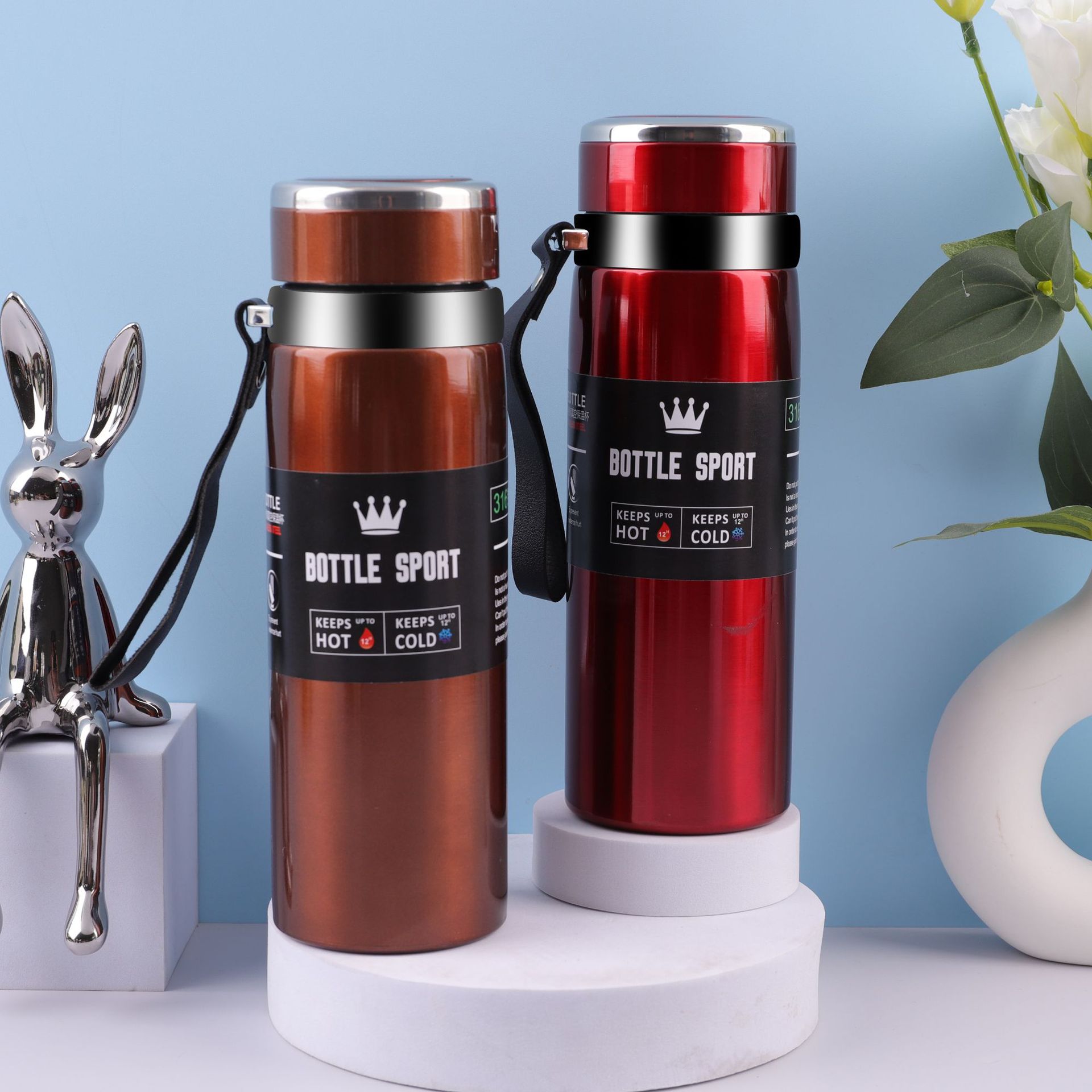 Transfronterizo 316 taza de vacío de acero inoxidable de gran capacidad al aire libre portátil deportes hervidor de agua taza de regalo de negocios con cuerda