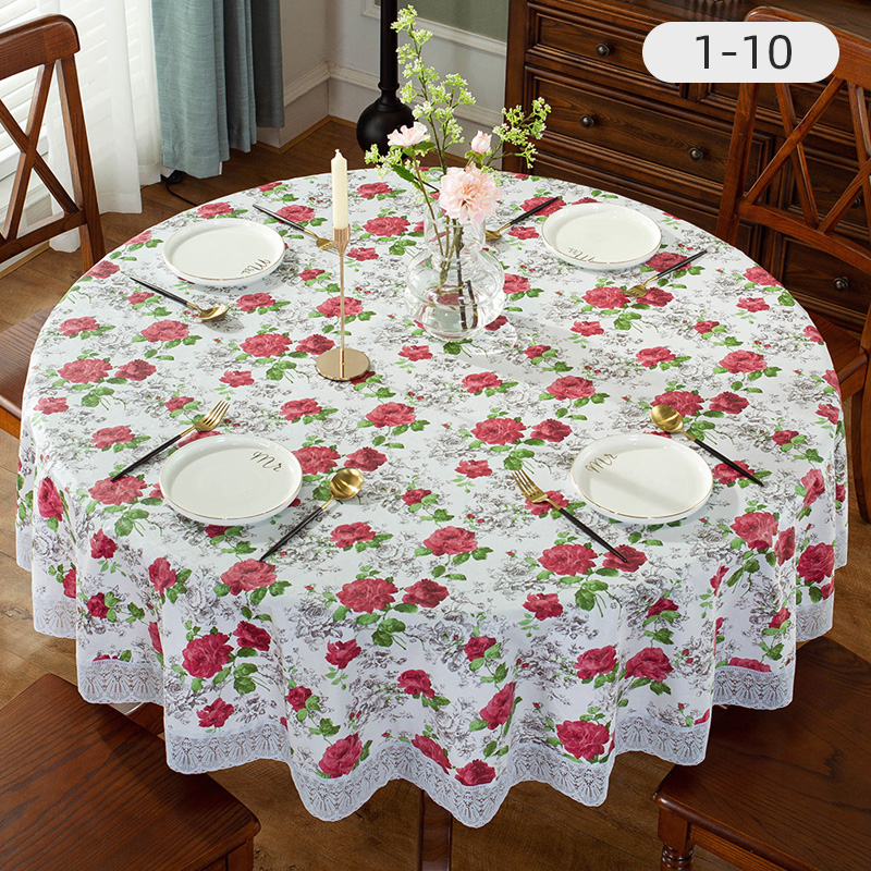 impermeable a prueba de agua a prueba de aceite a prueba de manchas PVC ecológico para el hogar mesa redonda sin lavado restaurante gran mesa redonda hotel Yuanbeiqin