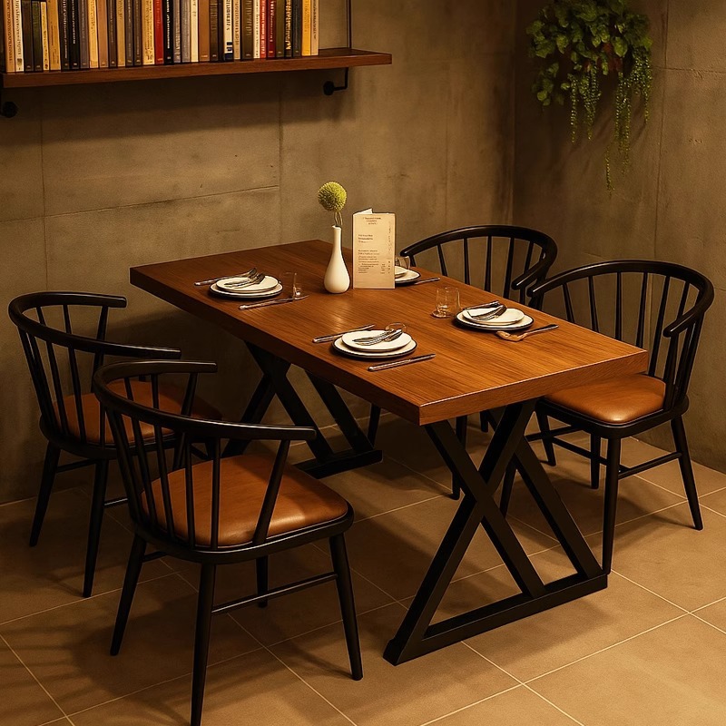 Table Catering Commercial Barbecue Shop Table and Chair Internet Celebrant Coffee Shop Table and Chair Combination Industrial Folk Ballad Small Bar Table