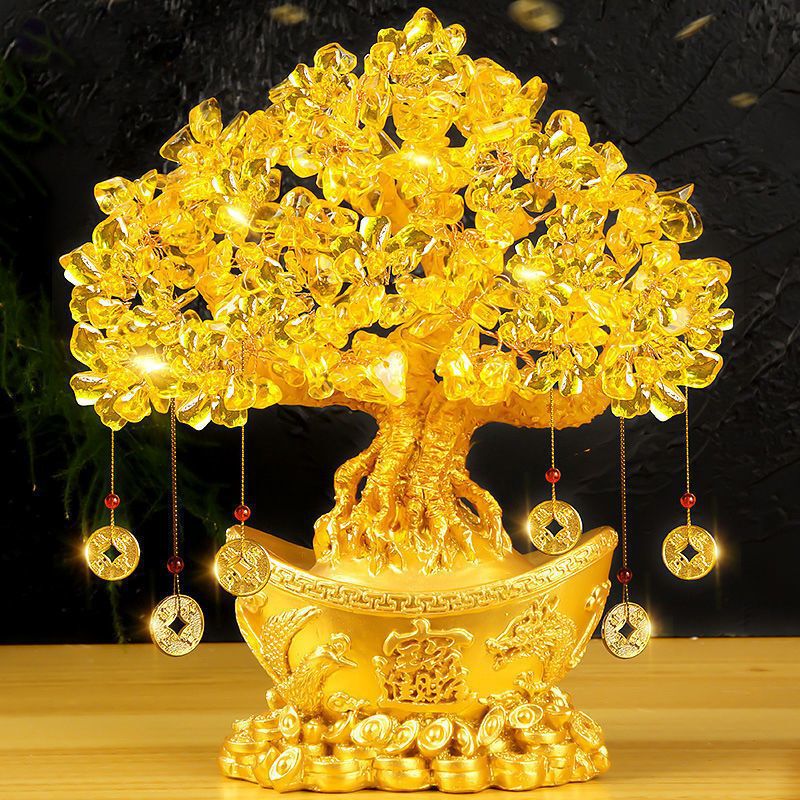 Citrine Money Tree Ornaments, Wine Cabinet Decorations, Home Living Room Entrance Hall Small Money Tree, Home Opening Gifts