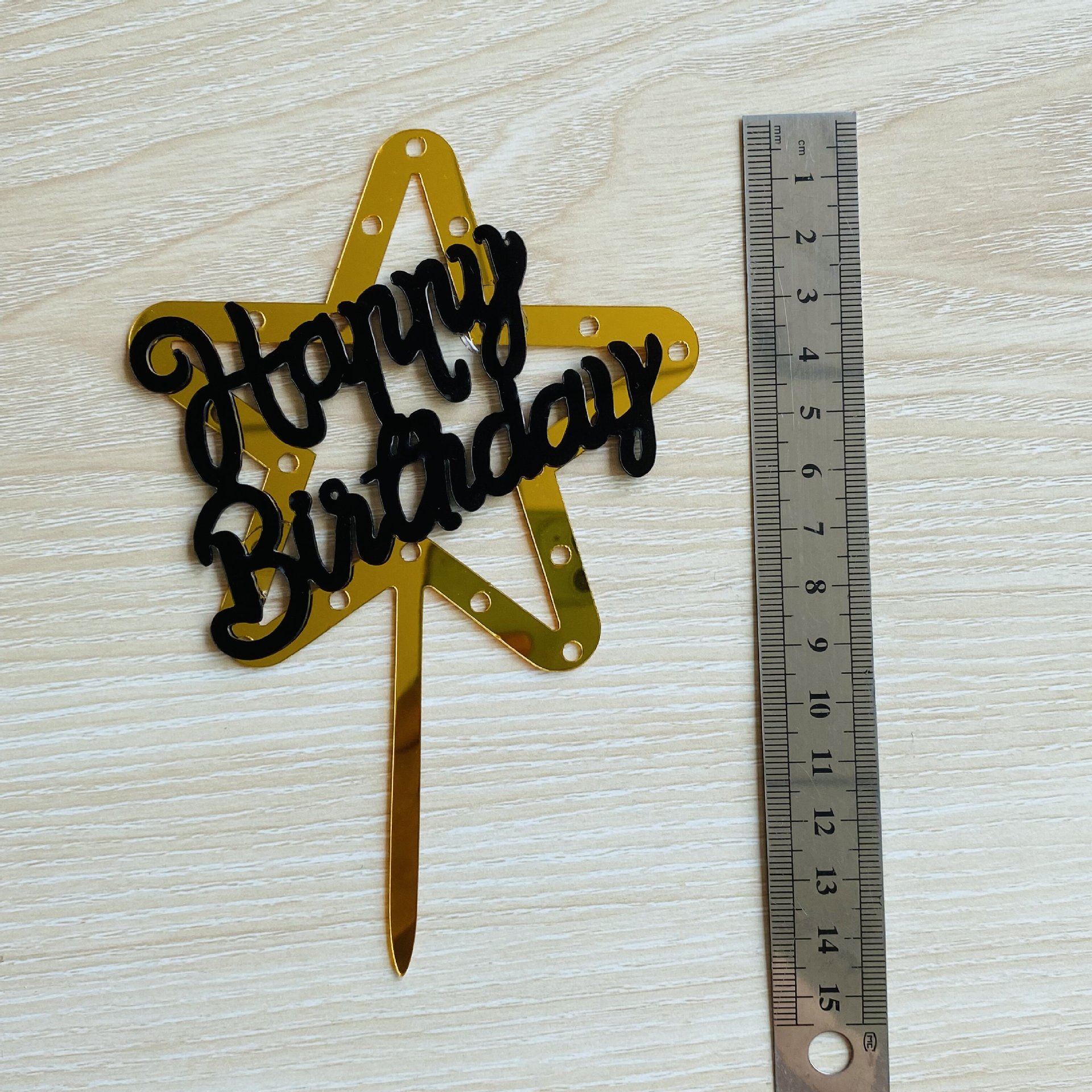 Fábrica directa acrílico de doble capa estrella de cinco puntas Feliz cumpleaños pastel decoración plug-in pin bandera