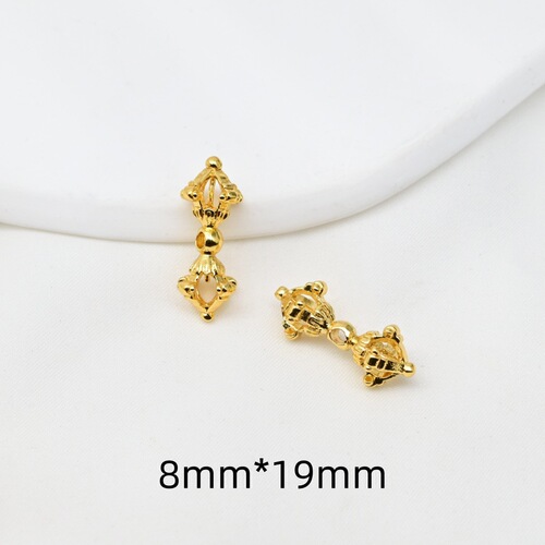 18k gold colorfast Vajra bell magic wand lucky charm spacer beads DIY jewelry accessories bracelet necklace handmade beads