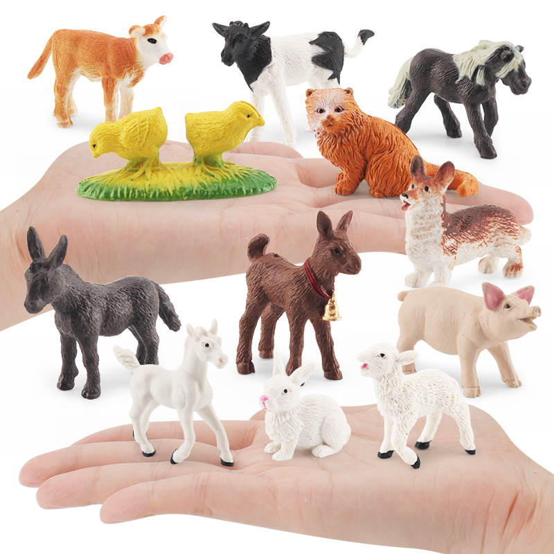 Simulación de granja aves modelo animal gato perro cerdo cabra burro caballo pollo granja cachorro escena estática decoración juguete