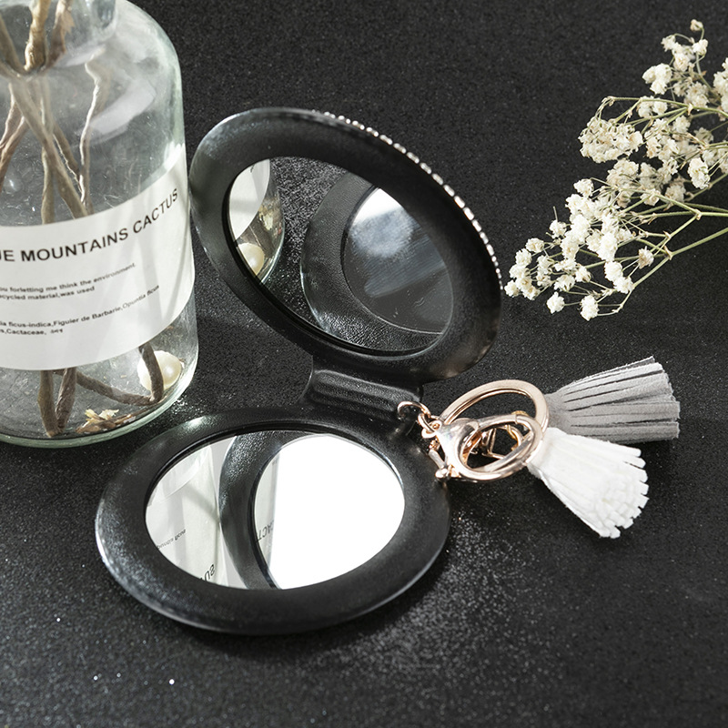 105g Weight Mirror Makeup Tools Types 1 Piece Quantity Pu Leather, Glass Material Geometric Pattern Elegant, Cute, Lady Style Elegant Cute Lady Geometric Pu Leather Glass Mirror 1 Piece 7
