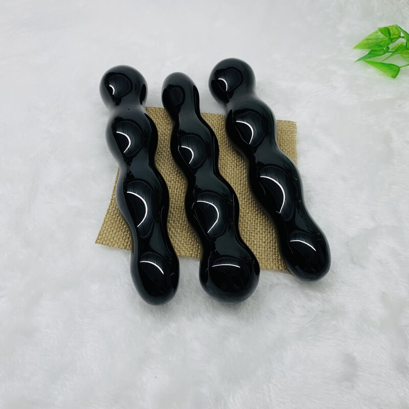 天然水晶黑曜石水晶按摩棒摆件 图 7