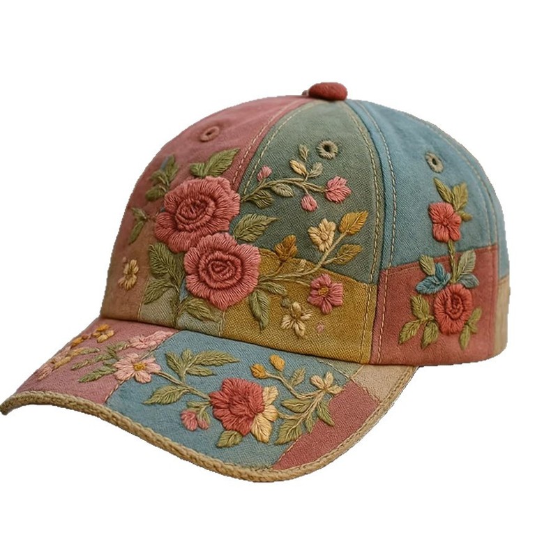 跨境新款 Women's Casual Pink Retro Floral Hat 女性休闲复古帽|undefined