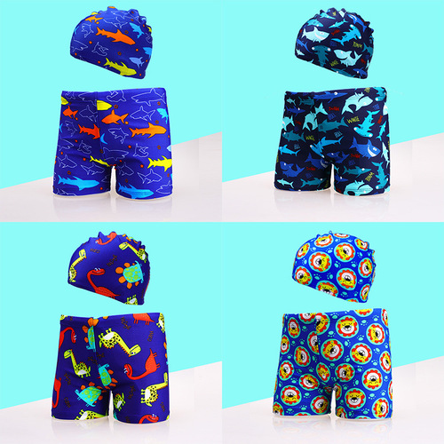 Cartoon children's swimming trunks, boxer baby swimming trunks, boys' plus size big children's hot spring swimsuits, optional swimming caps, special batch