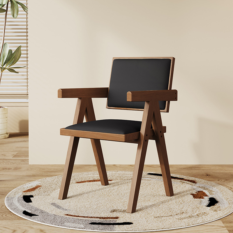 Sillas de comedor de madera maciza sillas medievales nórdicas con reposabrazos sillas K sillas de caña domésticas sillas de caña Chandigarh