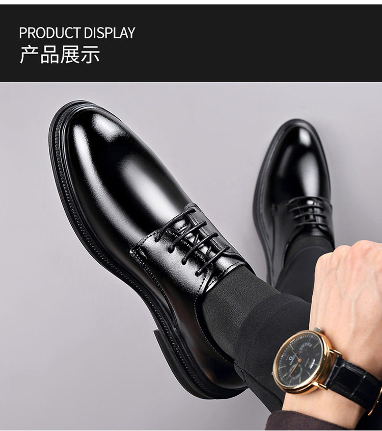 Giày da nam công sở mũi nhọn, đế cao su chống trượt, gót thấp 1–3 cm, kiểu Anh — 2Z102 màu đen chi tiết 19