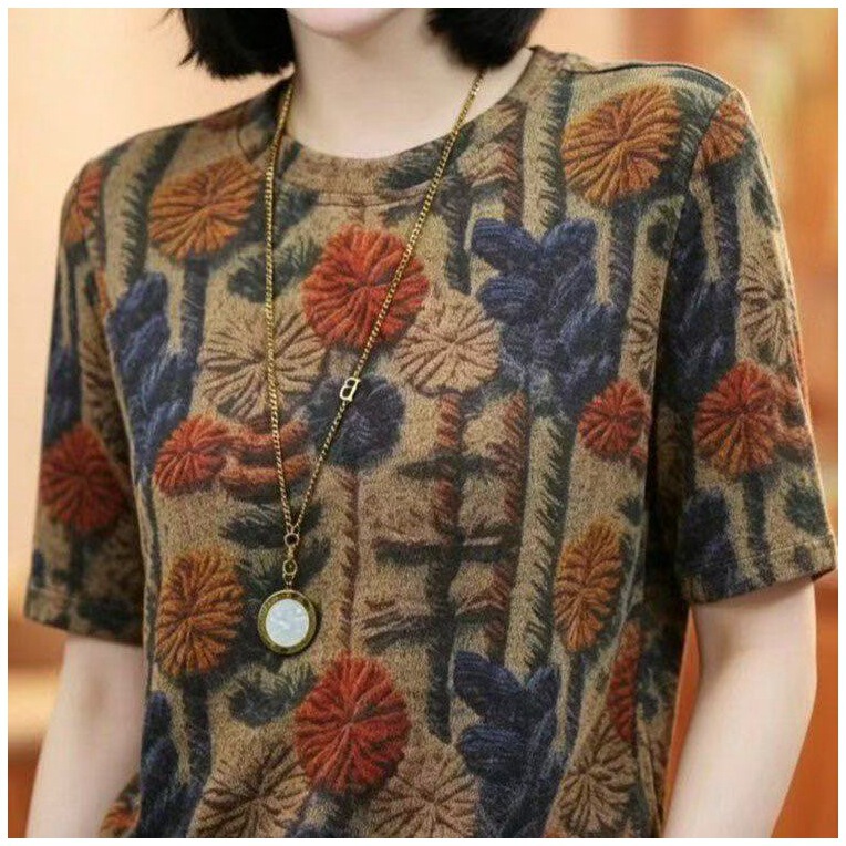 Dropshipping Vintage Yellow Rose Style Short-Sleeve T-Shirt, New Summer Fashion, Elegant and Versatile Beautiful Top for Women Dropshipping Vintage Yellow Rose Style Short-Sleeve T-Shirt, New Summer Fashion, Elegant and Versatile Beautiful Top for Women