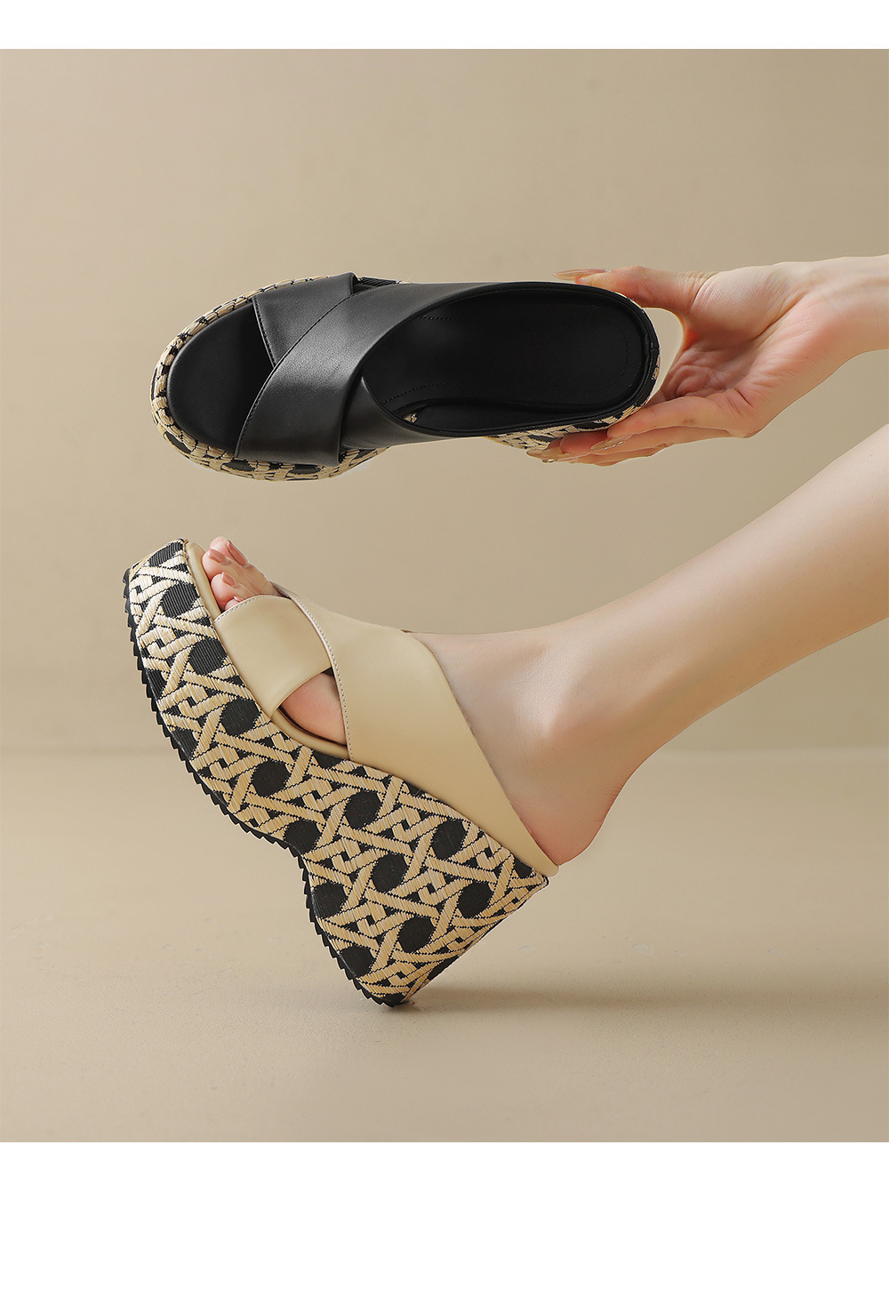 Sandal cao gót nữ quai chéo 9cm đế xuồng hở mũi — Màu đen, Màu mơ chi tiết 7