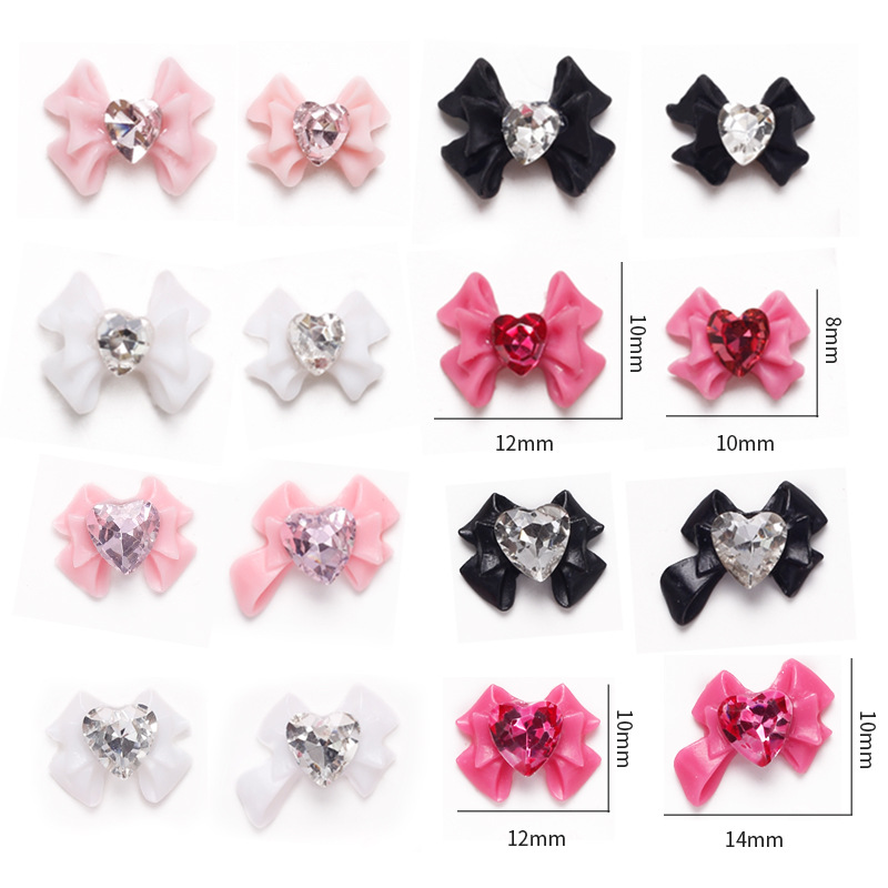 Super flash todo partido tridimensional pila diamante amor uñas accesorios al por mayor Celebridad en línea Guerrero arco accesorios de uñas