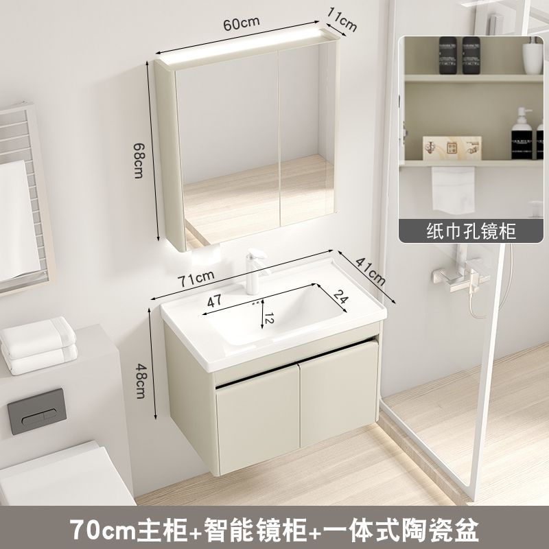 41 ancho de acero inoxidable gabinete de baño de cerámica cuenca integrada pequeño apartamento baño lavabo combinación