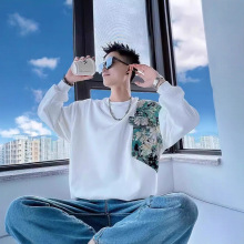 印花圆领常规卫衣男春秋季新款青少年国风上衣套头日常卫衣青春