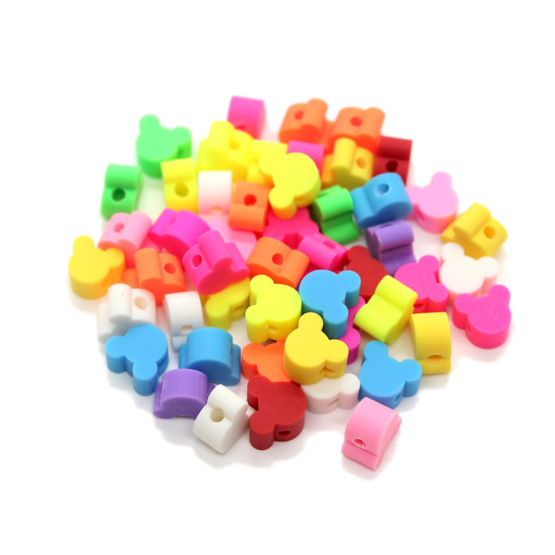 Cuentas de cerámica suave DIY, caras sonrientes, sueltas para pulseras y collares