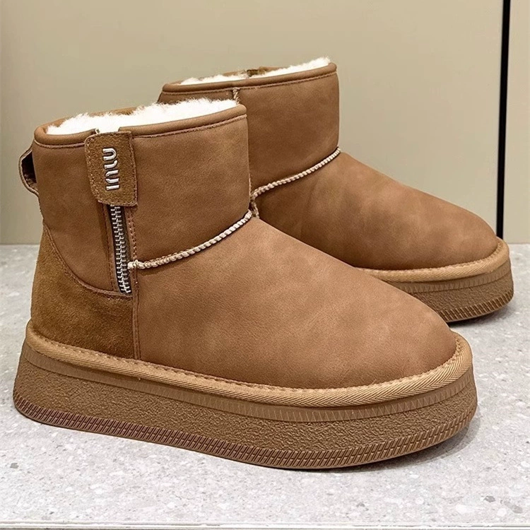 Winter warm low boots with zipper
