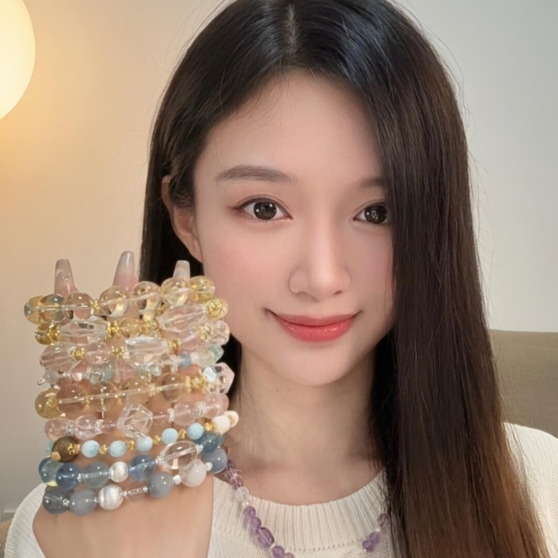 晗珞~草莓晶珍珠玉石猫眼石手链清新甜美手串时尚百搭手饰女小众|undefined