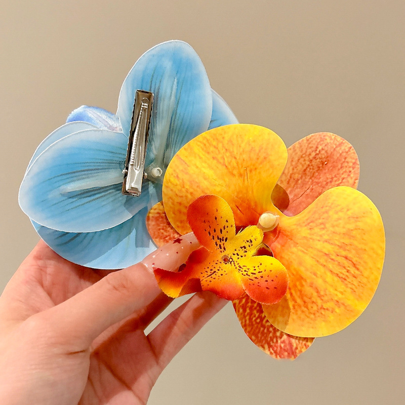 Super inmortal puro deseo mariposa orquídea Liuhai clip de flores para el cabello de la mujer atmósfera superior vacaciones en el mar fotos clip de flores para el cabello