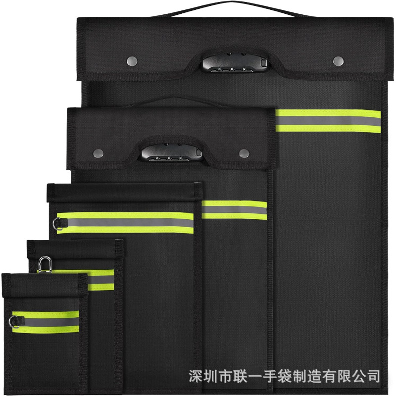 Five-piece set of password-locked Faraday shielding bags, fireproof signal blocking pouches, anti-leakage storage bags for mobile phones and car keys