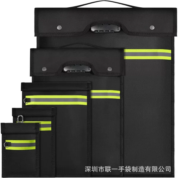 Five-piece set of password-locked Faraday shielding bags, fireproof signal blocking pouches, anti-leakage storage bags for mobile phones and car keys