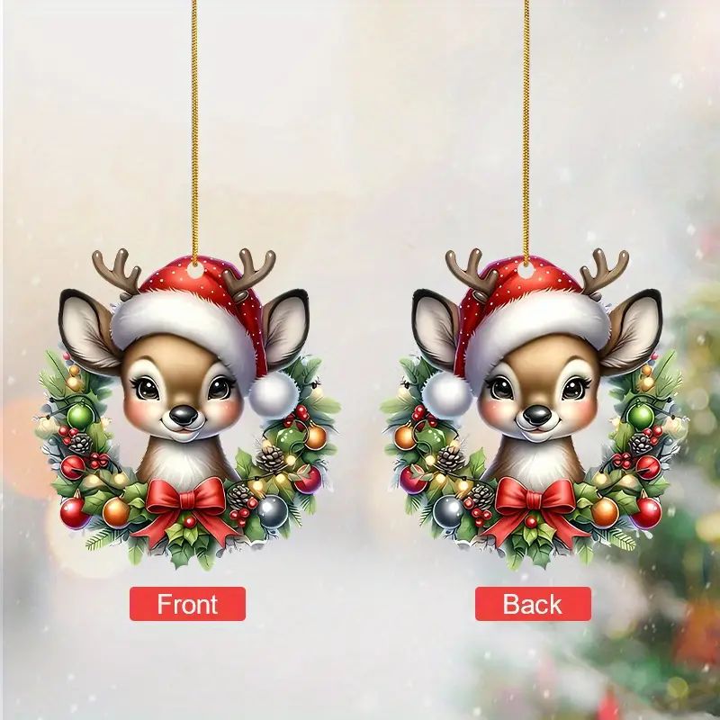 Navidad encantadora ciervo decoración de vacaciones colgante de nuevo acrílico transfronterizo colgante de automóvil plano mochila colgante
