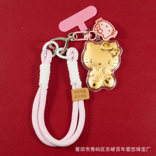 Gold cartoon KT cat mobile phone chain key chain bag hanging ornaments to send girlfriend lanyard live gift manufacturers wholesale