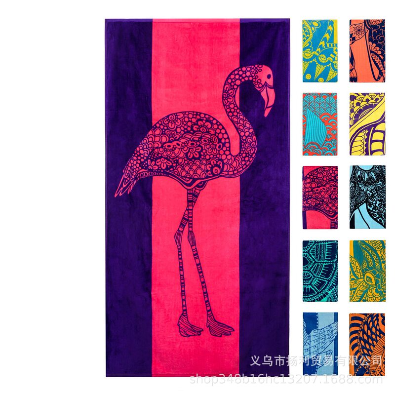 Amazon Microfiber Beach Towel Printed Ocean Swimming Bath Towel Double-Sided Velvet Shark Towel Customized for Foreign Trade