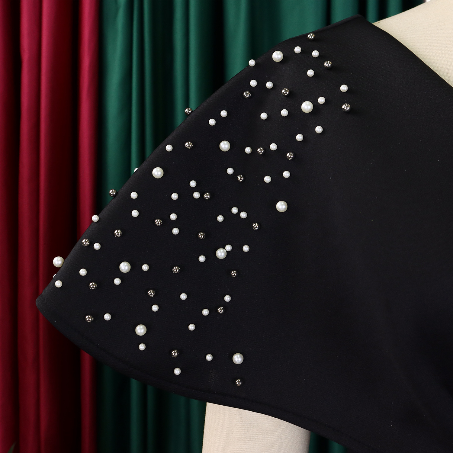 Robe de soirée sexy à col en V et à volants avec fente perlée, robe de banquet de tempérament de célébrité_voghion.com