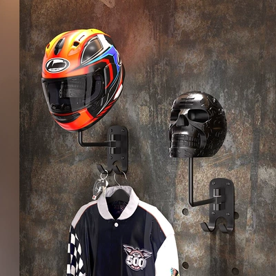 Decoration Motorcycle Hat Storage – Motosiklet dəbilqə rəfləri - black-knight-metal-base-2-pack
