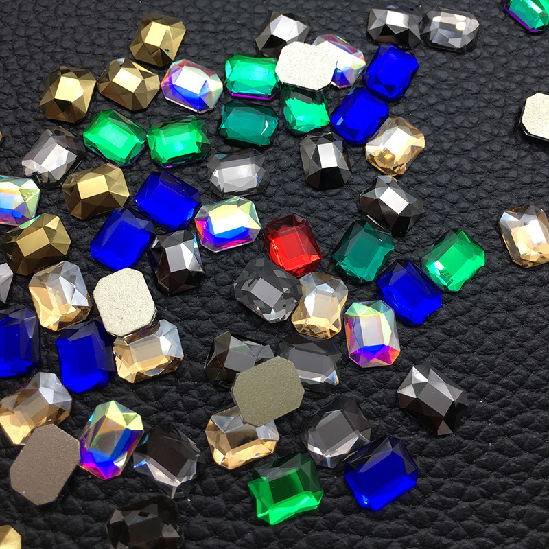 Flat bottom color long octagonal 8*10mm trembles with big diamond thumb drill nail mixed color nail jewelry flash drill Flat bottom color long octagonal 8*10mm trembles with big diamond thumb drill nail mixed color nail jewelry flash drill