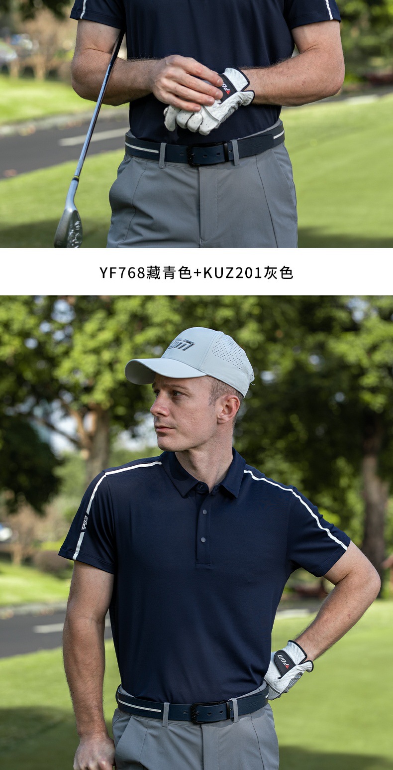 Áo polo golf nam tay ngắn thoáng khí nhanh khô — YF768 màu xanh hải quân tay ngắn, YF768 trắng tay ngắn, YF768 hoa anh đào tay ngắn chi tiết 13